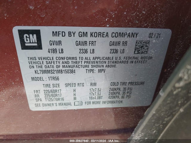 Chevrolet Trailblazer Fwd Ls 2021 KL79MMS21MB150384 Image 9