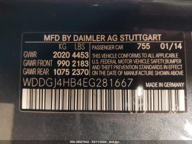 WDDGJ4HB4EG281667 Mercedes-Benz C 250