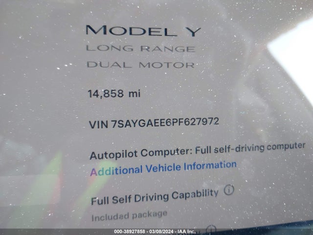 Tesla Model Y 2023 7SAYGAEE6PF627972 Image 7