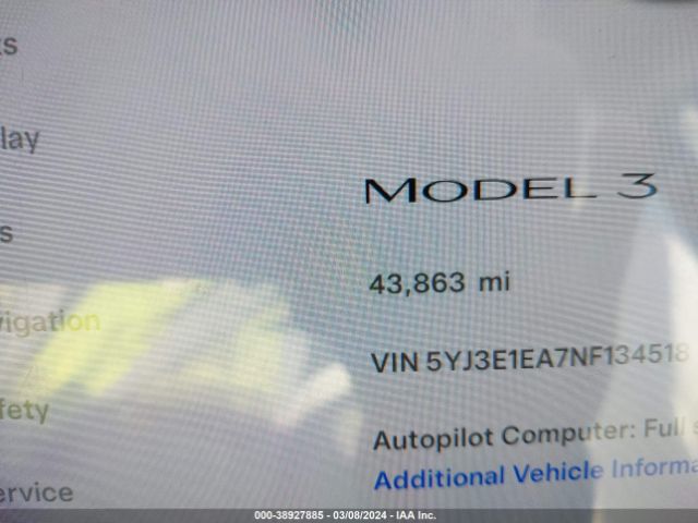 5YJ3E1EA7NF134518 Tesla Model 3 Rear-wheel Drive