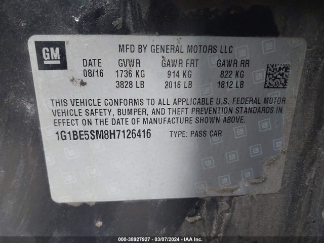 Chevrolet Cruze Lt Auto 2017 1G1BE5SM8H7126416 Image 9