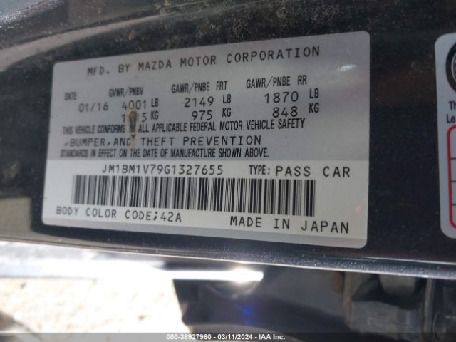 JM1BM1V79G1327655 Mazda Mazda3 I Touring