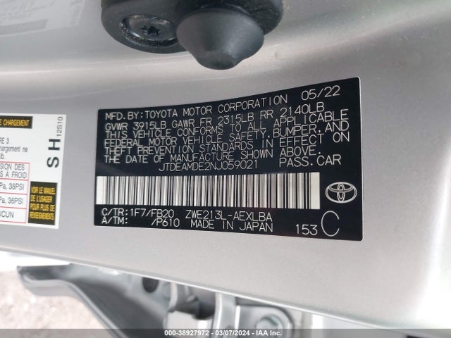 Toyota Corolla Hybrid Le 2022 JTDEAMDE2NJ059021 Image 9