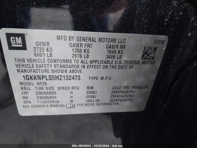 GMC Acadia Denali 2017 1GKKNPLS5HZ132473 Image 9
