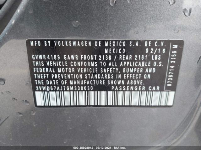 3VWD67AJ7GM330030 Volkswagen Jetta 1.4t Se