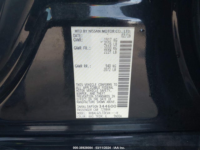 Nissan Altima 2.5 S 2016 1N4AL3AP5GN344600 Image 9