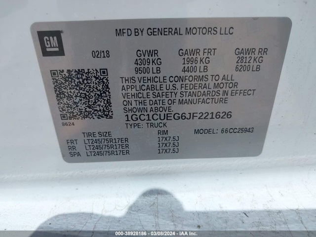 Chevrolet Silverado 2500hd Wt 2018 1GC1CUEG6JF221626 Image 9