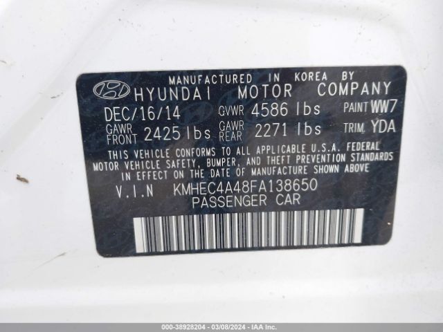 KMHEC4A48FA138650 Hyundai SONATA HYBRID