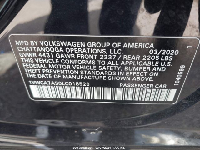 2020 VOLKSWAGEN PASSAT 1VWCA7A30LC018526 Photo 8