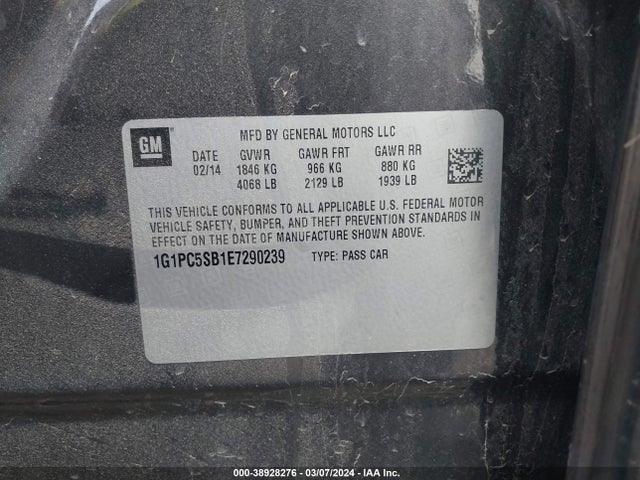 Chevrolet Cruze 1lt Auto 2014 1G1PC5SB1E7290239 Image 9
