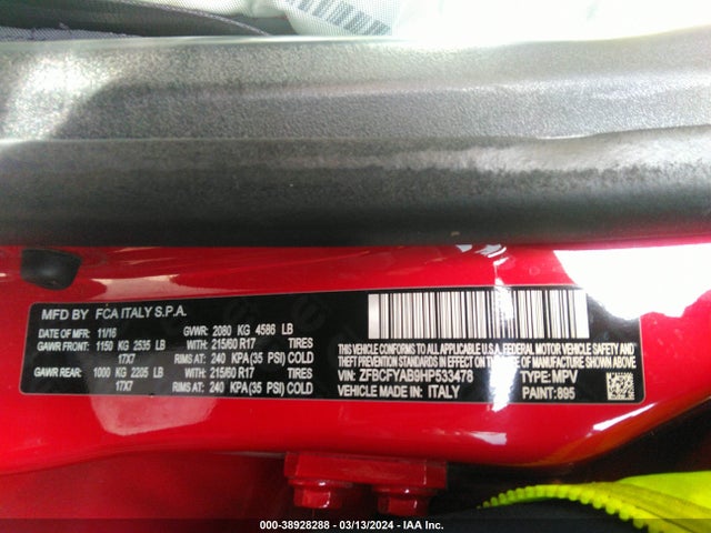 2017 FIAT 500X ZFBCFYAB9HP533478 Photo 8