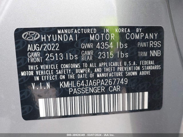 Hyundai SONATA SEL 2023 KMHL64JA6PA267749 Image 9