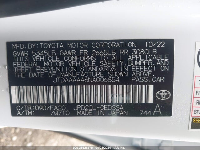 Toyota Mirai Xle 2022 JTDAAAAA6NA006854 Image 9