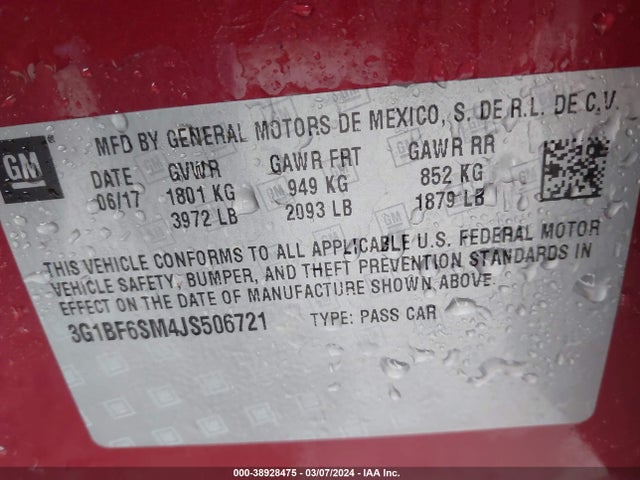 Chevrolet Cruze Premier Auto 2018 3G1BF6SM4JS506721 Image 9