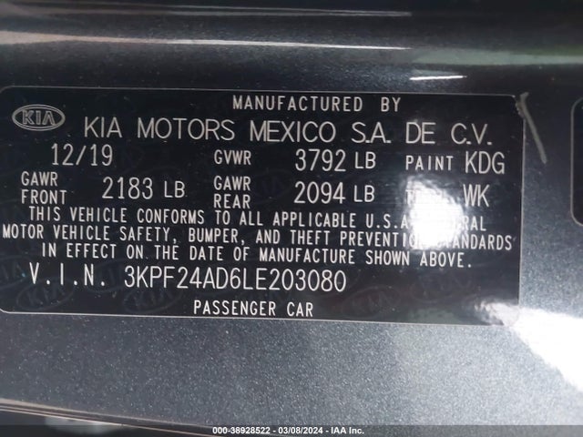 KIA Forte Lxs 2020 3KPF24AD6LE203080 Image 9