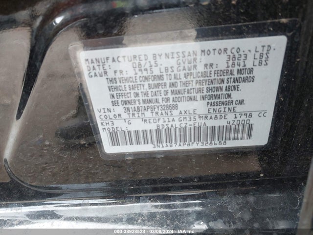 Nissan SENTRA S 2015 3N1AB7AP8FY328688 Image 9