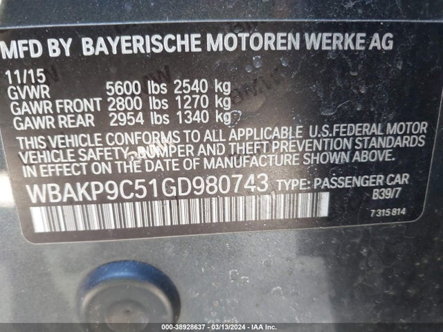 WBAKP9C51GD980743 BMW 550i Xdrive