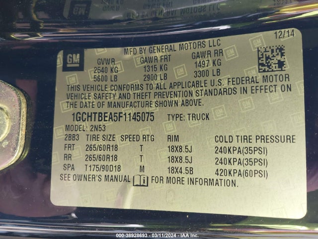 Chevrolet Colorado Lt 2015 1GCHTBEA5F1145075 Image 9