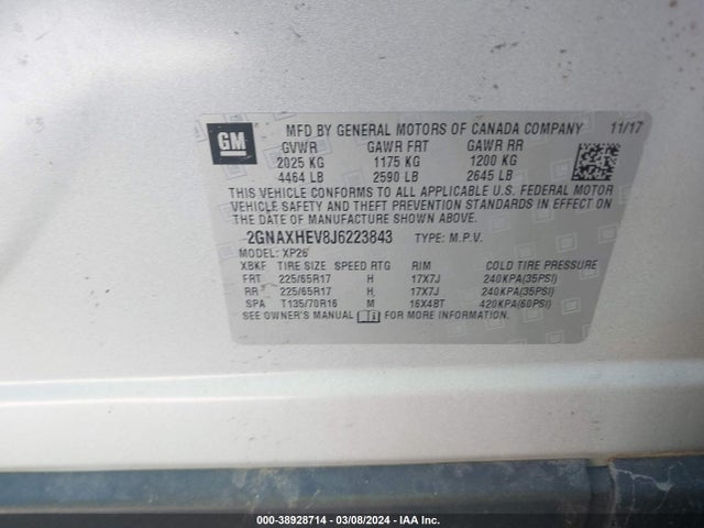 Chevrolet EQUINOX LS 2018 2GNAXHEV8J6223843 Image 9