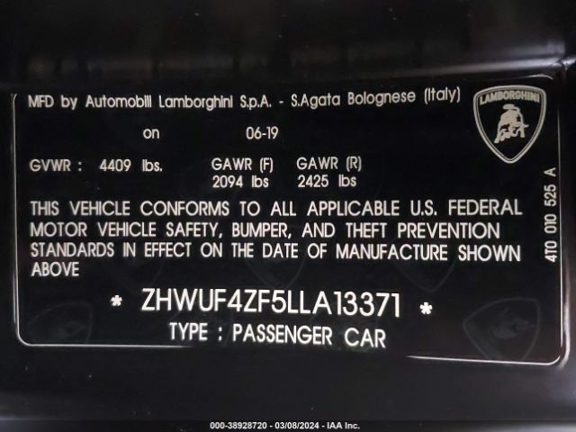 ZHWUF4ZF5LLA13371 Lamborghini HURACAN EVO