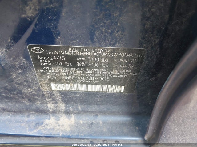 Hyundai ELANTRA SE 2016 5NPDH4AE7GH749015 Image 9