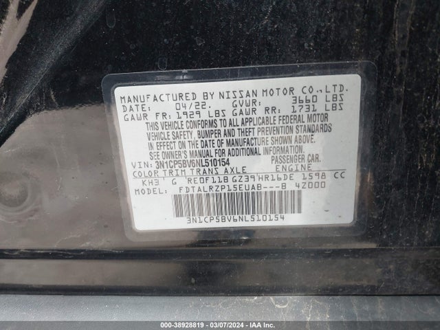 Nissan Kicks S Xtronic Cvt 2022 3N1CP5BV6NL510154 Image 9