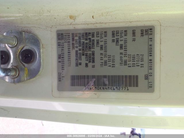 3N6CM0KN4MK692771 Nissan Nv200 Compact Cargo S Xtronic Cvt