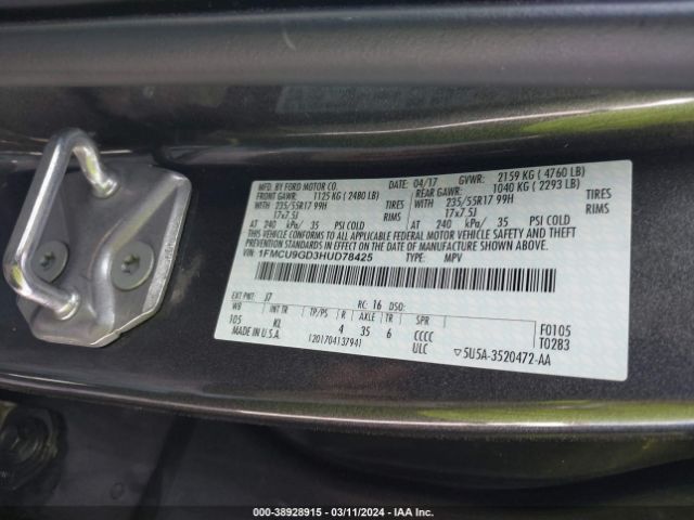 1FMCU9GD3HUD78425 Ford ESCAPE SE