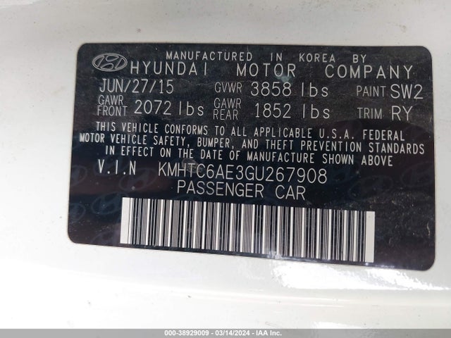 Hyundai Veloster Turbo 2016 KMHTC6AE3GU267908 Image 9