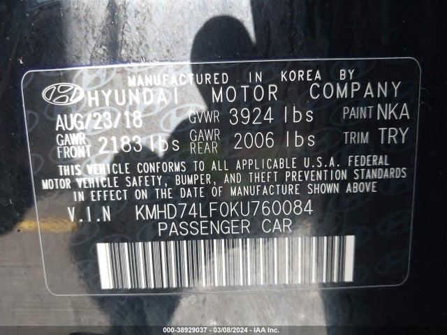 Hyundai ELANTRA SE 2019 KMHD74LF0KU760084 Image 9
