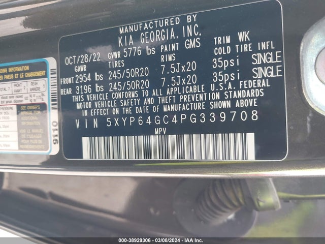 KIA Telluride S 2023 5XYP64GC4PG339708 Image 9