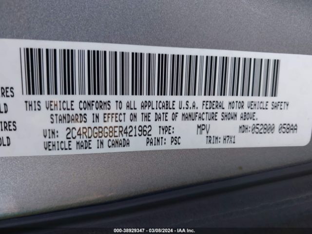 2C4RDGBG8ER421962 Dodge Grand Caravan American Value Pkg