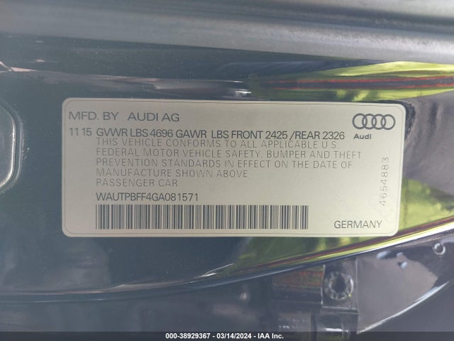 WAUTPBFF4GA081571 Audi A3 E-tron 1.4t Premium