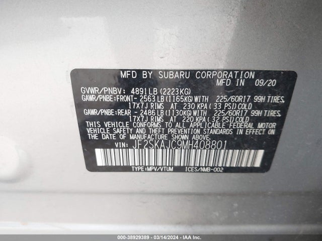 Subaru Forester Premium 2021 JF2SKAJC9MH408801 Image 9