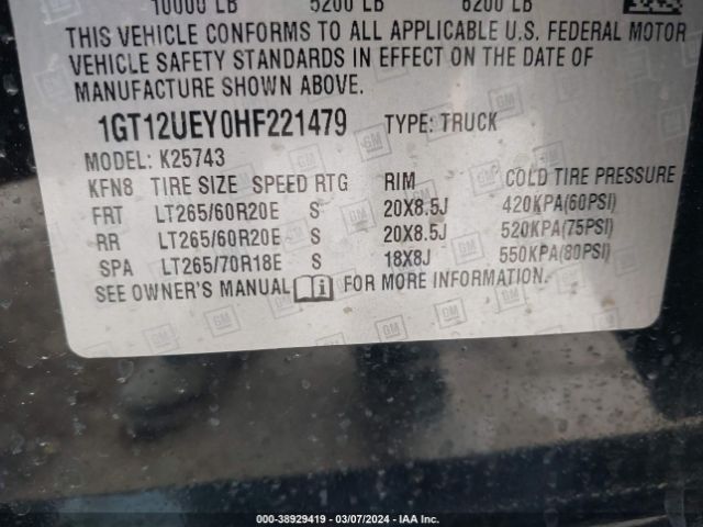 1GT12UEY0HF221479 GMC Sierra 2500hd Denali