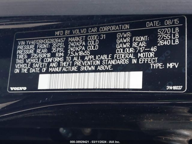 YV4612RM3G2826457 Volvo Xc60 T5 Platinum