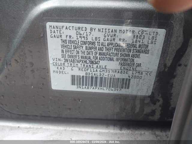 Nissan SENTRA SV 2017 3N1AB7APXHL706347 Image 9