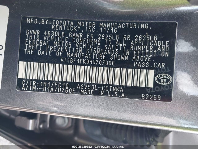 Toyota CAMRY LE 2017 4T1BF1FK9HU707006 Image 9