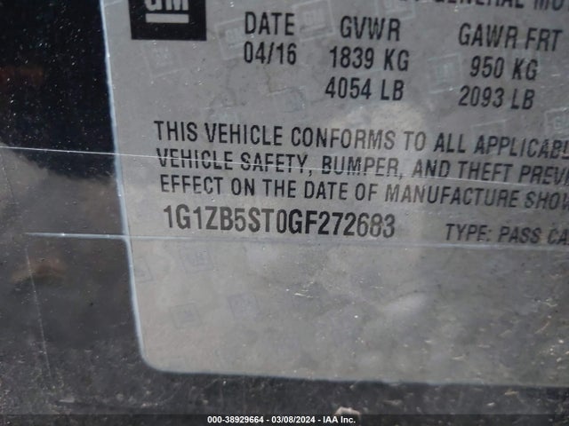 1G1ZB5ST0GF272683 Chevrolet MALIBU LS