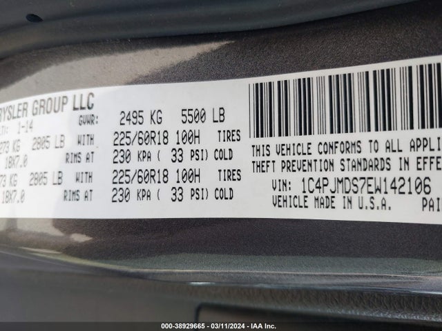 Jeep Cherokee Limited 2014 1C4PJMDS7EW142106 Image 9