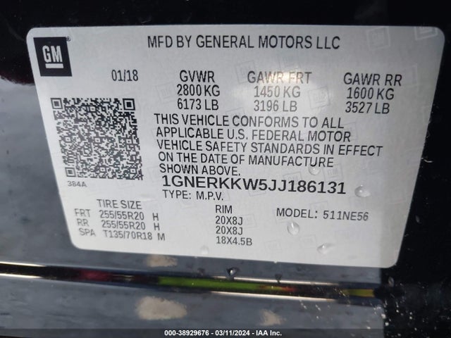 Chevrolet Traverse Premier 2018 1GNERKKW5JJ186131 Image 9
