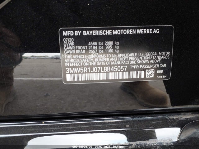 BMW 330I 2020 3MW5R1J07L8B45057 Image 9