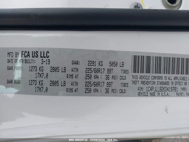Jeep Cherokee Latitude Plus Fwd 2019 1C4PJLLB2KD419781 Image 9