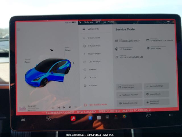 5YJ3E1EA6KF304637 Tesla Model 3 Long Range/mid Range/standard Range/standard Range Plus