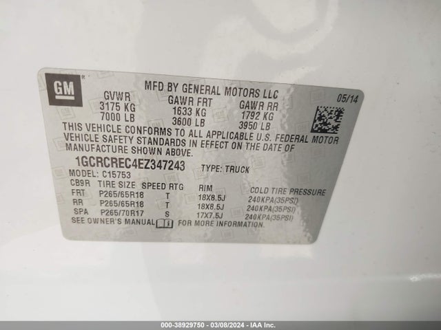 Chevrolet Silverado 1500 1lt 2014 1GCRCREC4EZ347243 Image 9