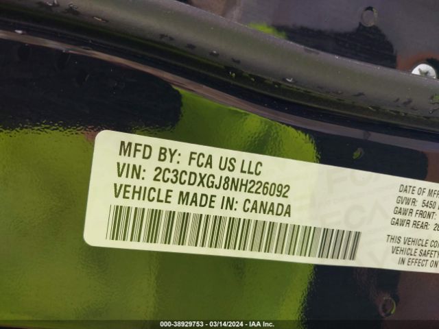 2C3CDXGJ8NH226092 Dodge Charger Scat Pack Widebody