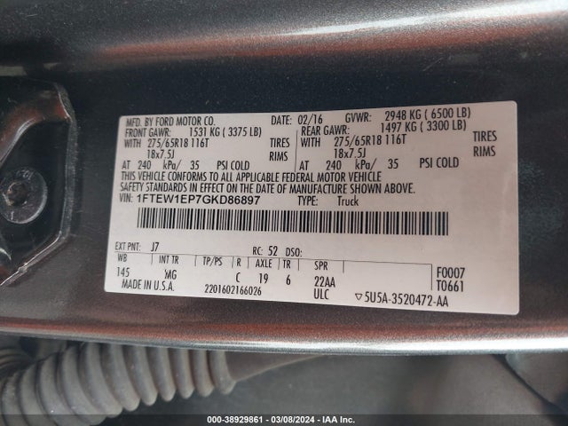 Ford F-150 Xlt 2016 1FTEW1EP7GKD86897 Image 9