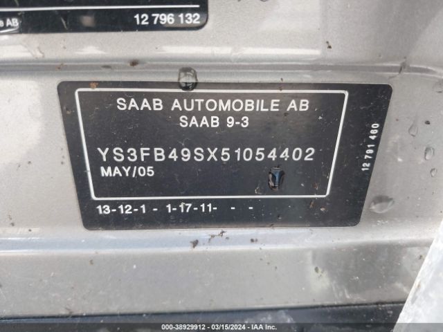 2005 SAAB 9-3 YS3FB49SX51054402 Photo 8
