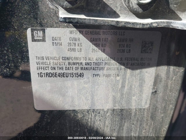 Chevrolet Volt 2014 1G1RD6E49EU151549 Image 9