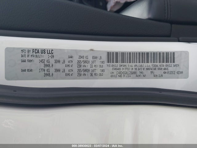 Dodge Durango Gt Plus Rwd 2020 1C4RDHDG0LC260001 Image 9